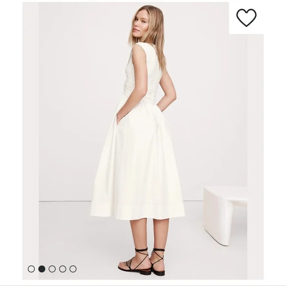 NWOT Banana Republic Cream Cut-Out Midi Dress Size S White - Picture 5 of 8